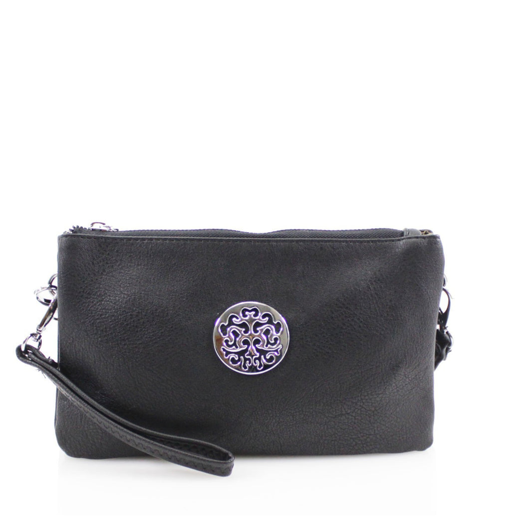 Wristlet Bag Black with Silver Detail