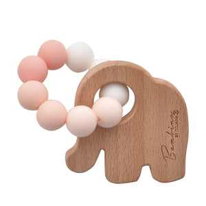 Elephant Silicone Teether Pink