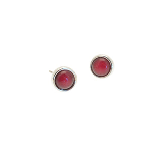 Miss Milly Dark Pink/Red Marble Resin Stud Earrings