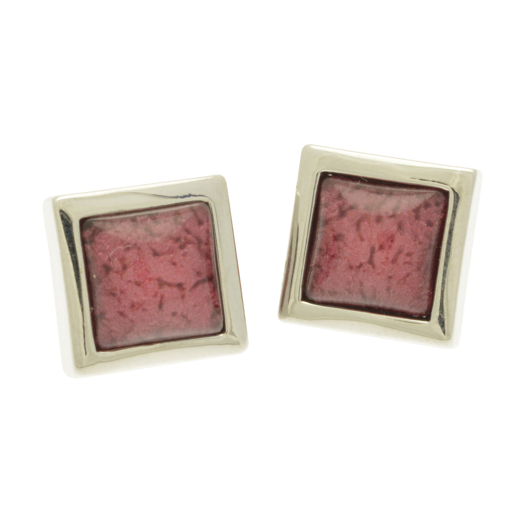 Miss Milly Dark Pink Square Earrings