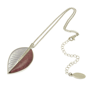 Miss Milly Grey and Dark Pink Crystal Leaf Necklace