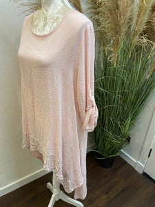 Asymmetric Sequin Hem Top - Pink