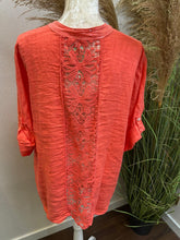 Load image into Gallery viewer, Crochet Back Detail Top Coral
