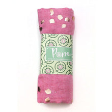 Load image into Gallery viewer, POM Recycled pink and metallic rose gold large speckled print scarf
