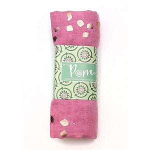 POM Recycled pink and metallic rose gold large speckled print scarf