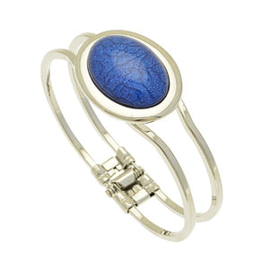Miss Milly Cobalt Blue Marble Resin Hinged Bangle