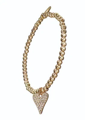 Hot Tomato Crystal Heart Elasticated Bracelet