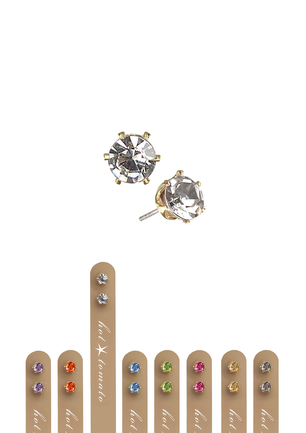 Hot Tomato Crystal Studs / 5mm Worn Gold/Silver