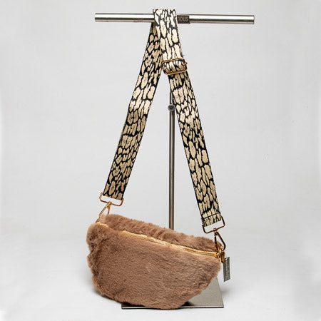 Faux Fur Beige Crossbody Bag