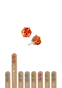 Hot Tomato Crystal Studs / 5mm Worn Gold/Fire