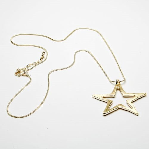 Pale Gold Long Star Necklace
