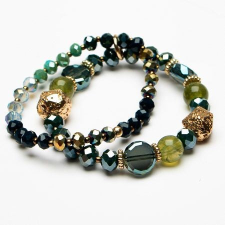 Twin Teal Stretch Bracelet