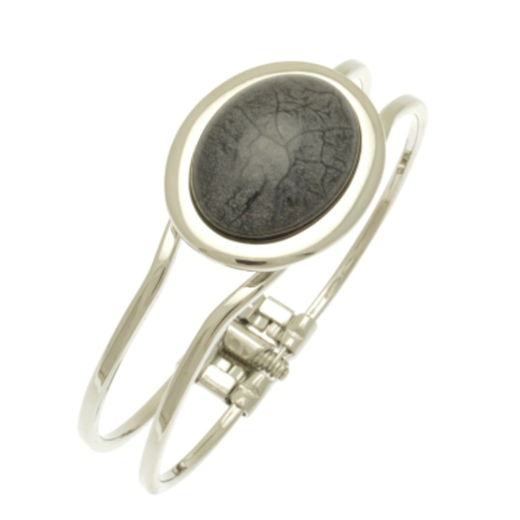 Miss Milly Grey Marble Hinged Resin Bracelet