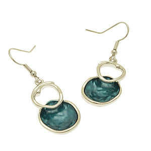 Miss Milly Green and Silver Disc Earrings