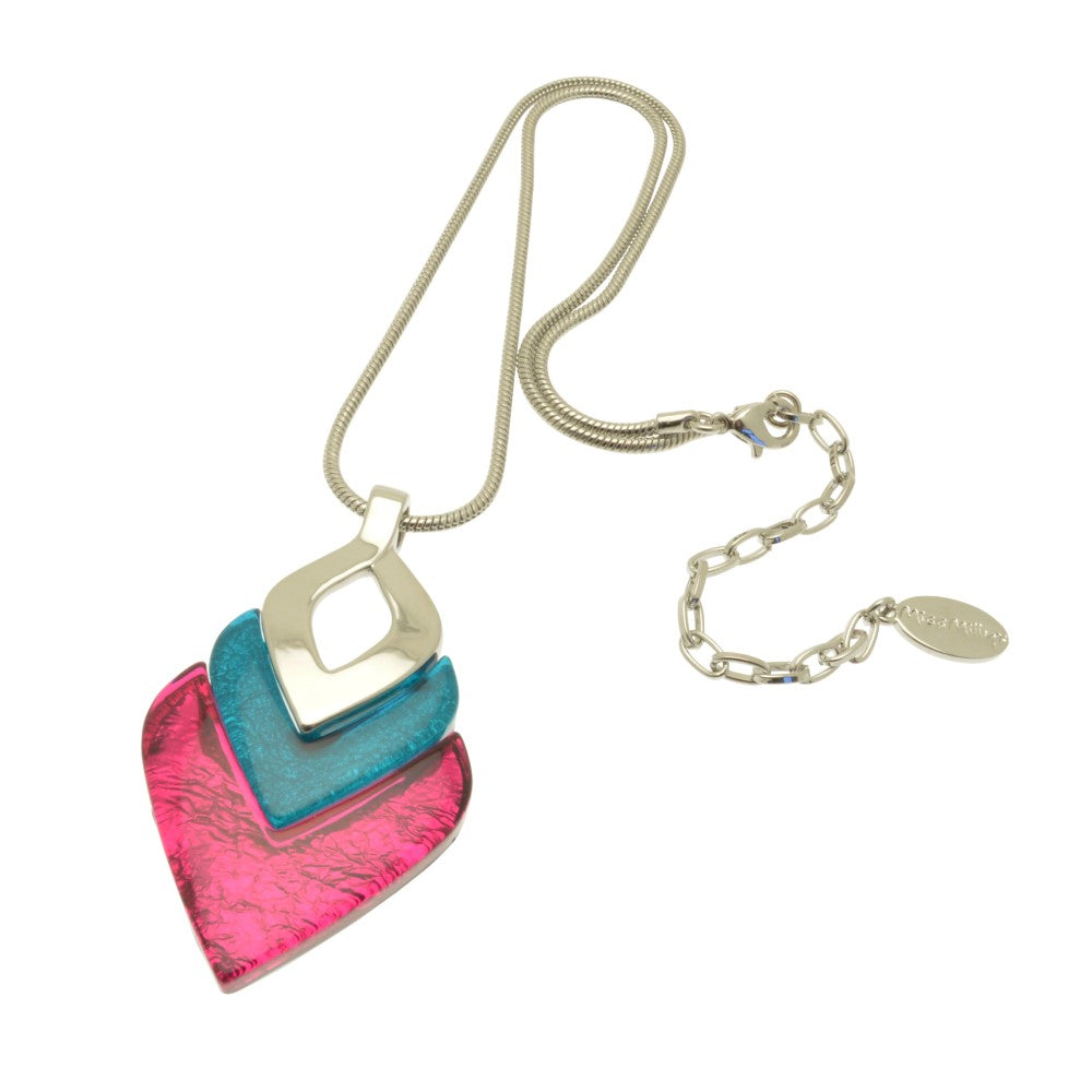 Miss Milly Fuchsia and Mint Green Diamond Resin Necklace