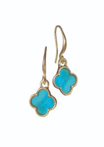 Hot Tomato Byzantine Cross Drop Turquoise Earrings