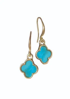 Hot Tomato Byzantine Cross Drop Turquoise Earrings