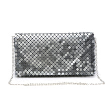 Load image into Gallery viewer, Dark Silver Clutch with Strap
