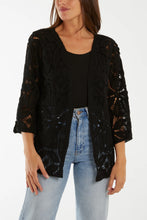 Load image into Gallery viewer, Crochet 3/4 Sleeve Cardigan Black
