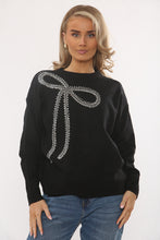 Load image into Gallery viewer, Embellished Bow Jumper Black
