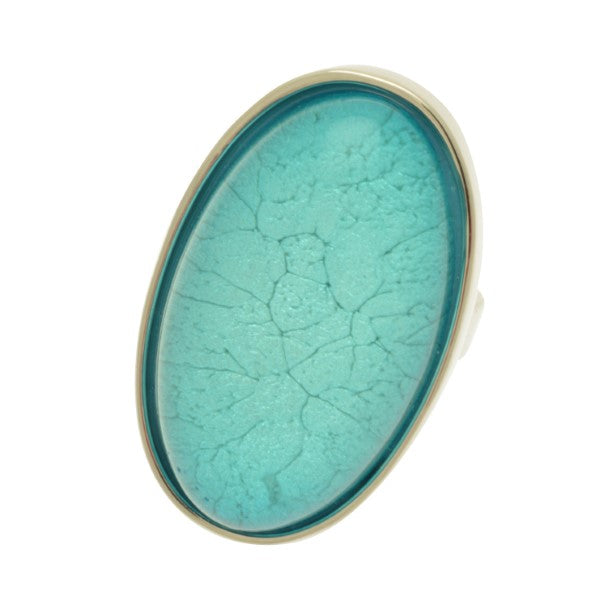 Miss Milly Aqua Adjustable Resin Statement Ring