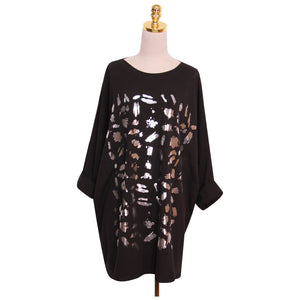 Black Ladies Loose Fit Foil T-Shirt