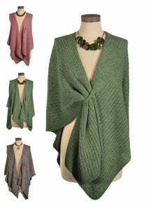 Hot Tomato Rib Poncho With Tuck Tab Green