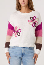 Load image into Gallery viewer, Colourful Floral Embroidery Striped Jumper Pink
