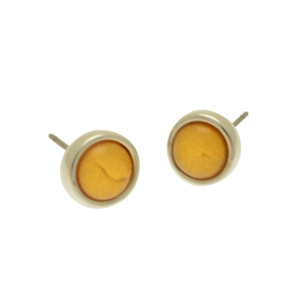 Miss Milly Yellow Marble Stud Earrings
