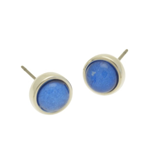 Miss Milly Mid Blue Tin Resin Stud Earrings