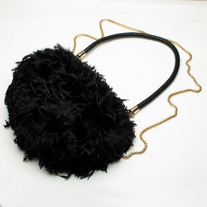 Faux Fur Black Ostrich Bag