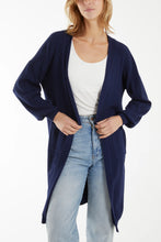 Load image into Gallery viewer, Two Pocket Longline Fine Knit Cardigan Navy
