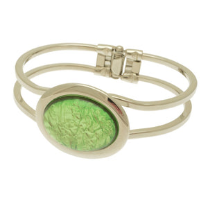 Miss Milly Lime Green Foil Resin Hinged Bangle