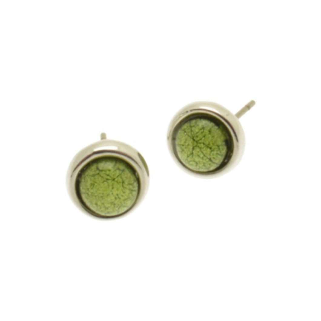 Miss Milly Lime Green Marble Resin Studs