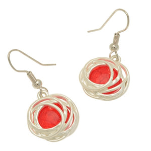 Miss Milly Red and Silver Drop Earrings