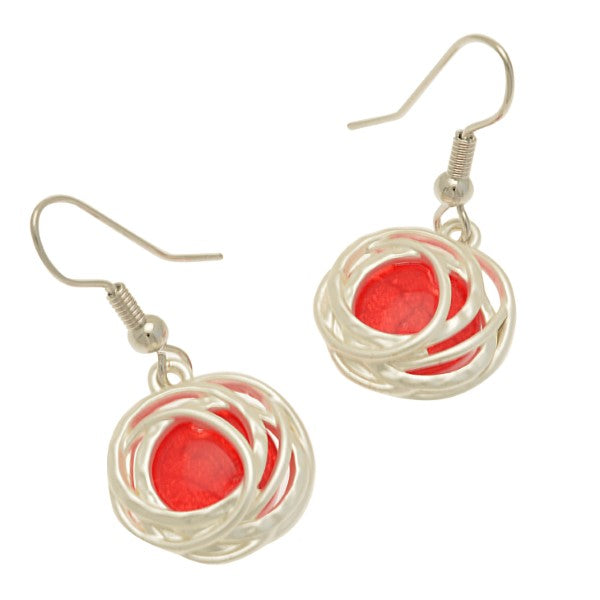 Miss Milly Red and Silver Drop Earrings