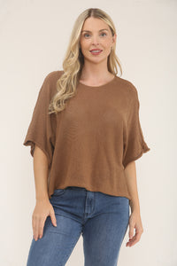 Knitted Sleeve Top Light Brown