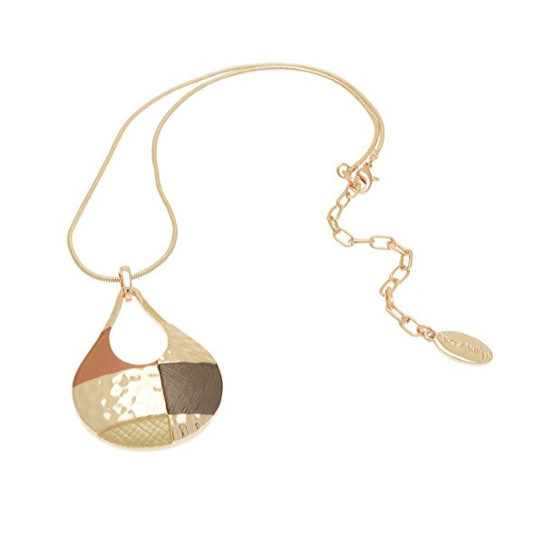 Miss Milly Orange Patchwork Teardrop Pendant