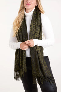 Leopard Print Soft Tassel Scarf