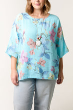 Load image into Gallery viewer, Multicolour Floral Pure Cotton Top Turquoise
