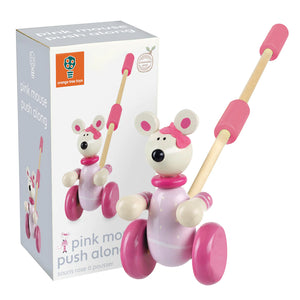 Orange Tree Wooden Pink Mouse Boxed Push Along