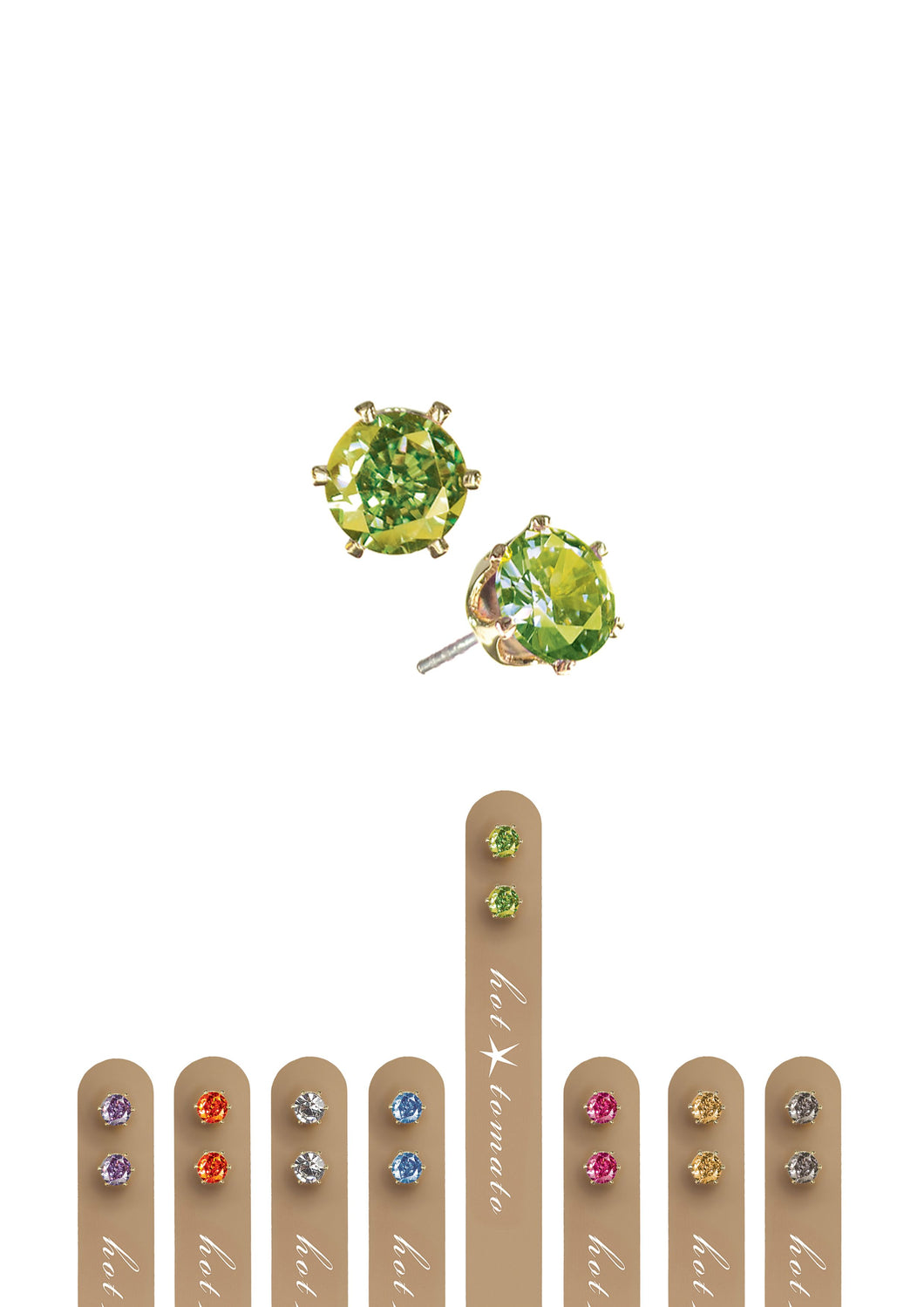 Hot Tomato Crystal Studs / 5mm Worn Gold/Peridot