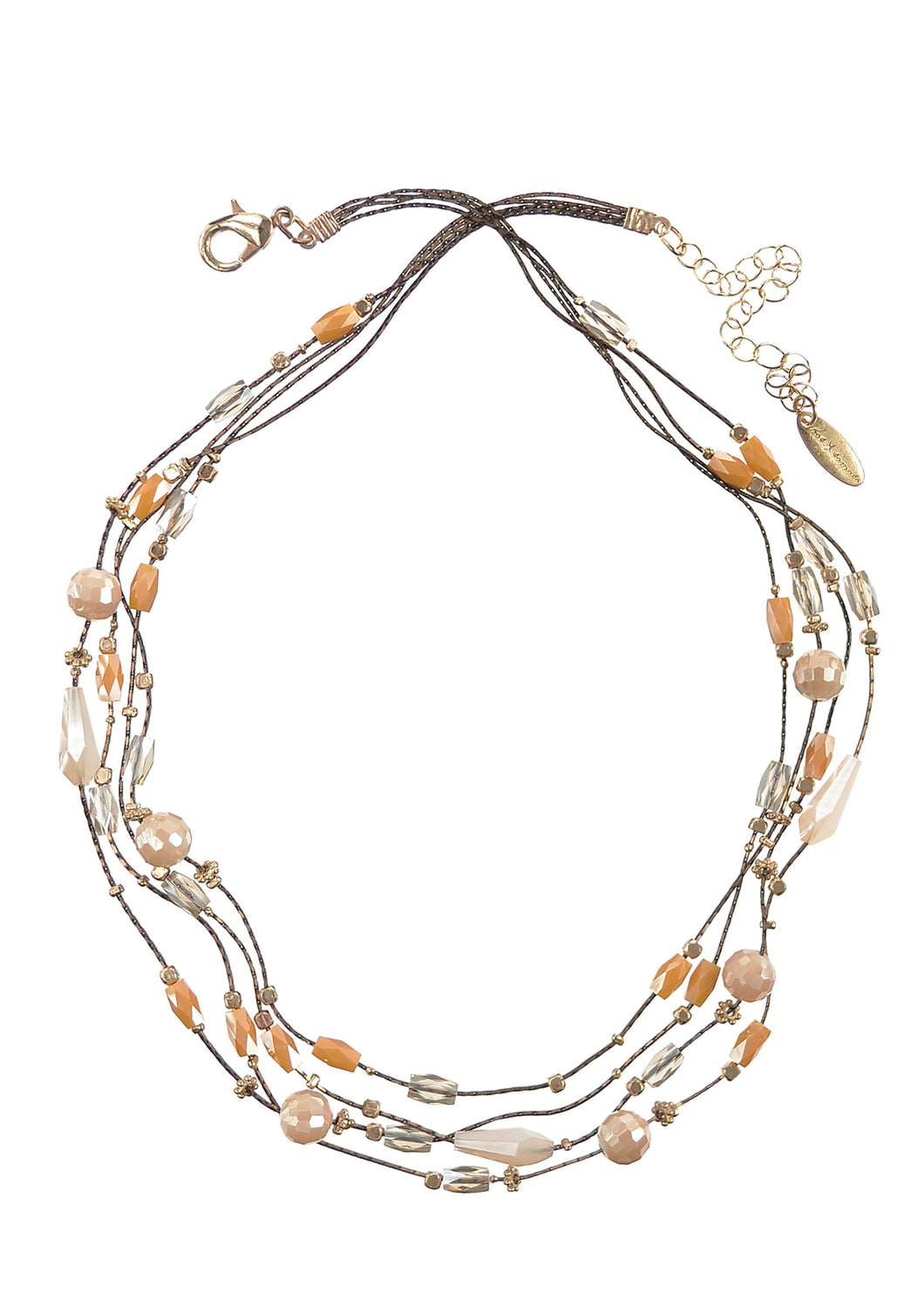 Hot Tomato Fine Line of 4 - Crystal Necklace- Bronze/Caramel/Mustard