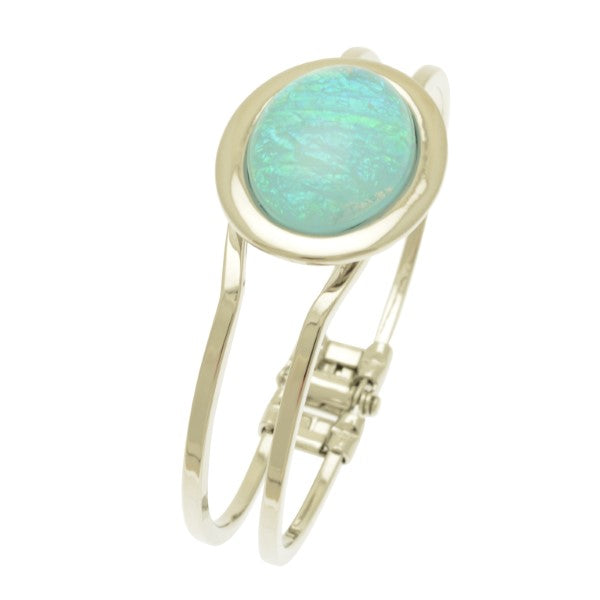Miss Milly Aqua Iridescent Resin Hinged Bangle