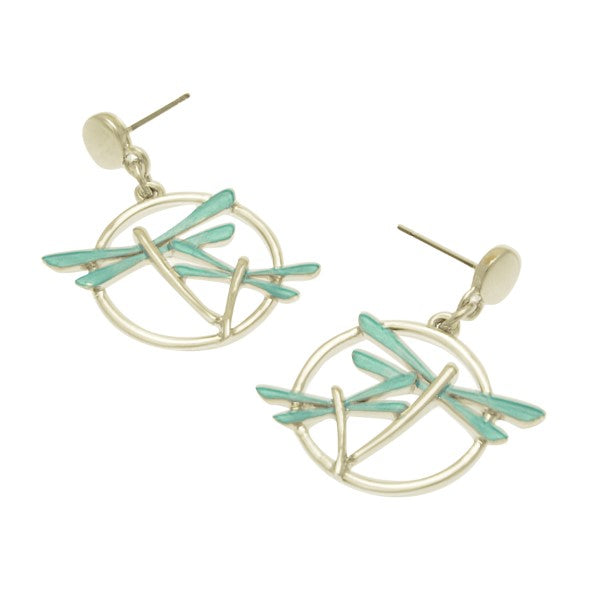 Miss Milly Aqua Green Dragonfly Earrings