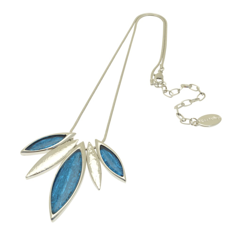 Miss Milly Blue and Silver Resin Leaf Necklace