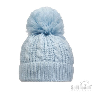 Blue Cable Knit Hat (0-12M)