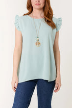 Load image into Gallery viewer, Necklace Frill Sleeve Top Sage
