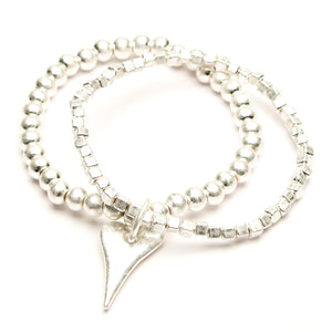Eliza Gracious Burnished Silver Heart Bracelet
