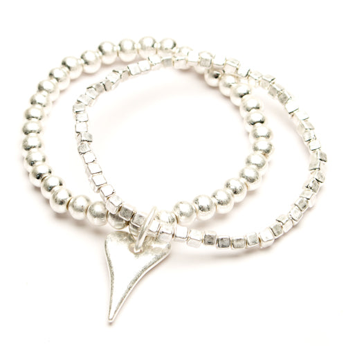 Eliza Gracious Burnished Silver Heart Bracelet